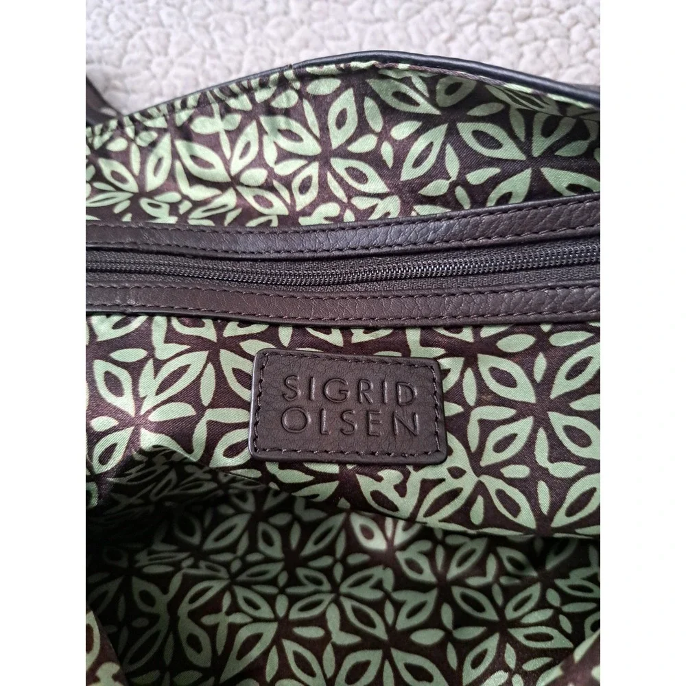 Sigrid Olsen Brown Leather Shoulder Bag Buckle Detail Satchel Handbag